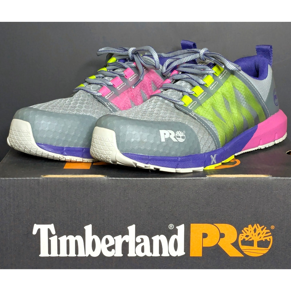 Timberland PRO Shoe Womens 7 Gray Radius Composite Toe Safety Slip Resistant NEW